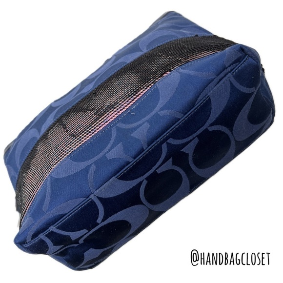 Coach F17574 Signature Tote Handbag Satin Sequins Medium Blue Bag - Picture 6 of 11